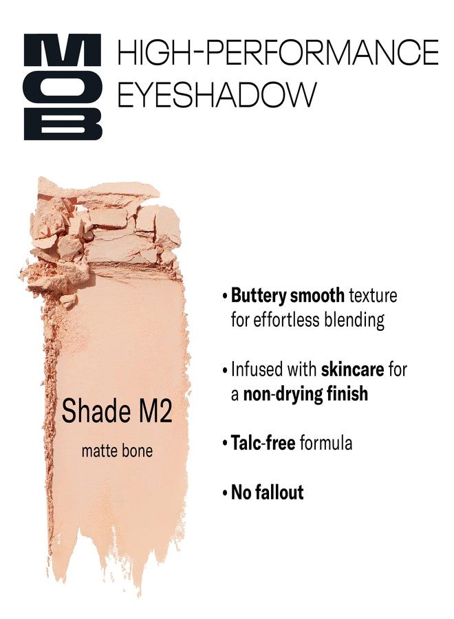 MOB Beauty Eyeshadow M2 Matte Bone – Light Base Shade for Brightening Eyes or Highlight, Blendable Talc-Free Vegan Cruelty-Free Skincare Infused Long Wear Sustainable Refillable Compact - Image 2